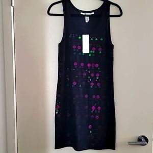NWT Diane vonFurstenberg womens sleeveless dress. Small. Black and multi colors.